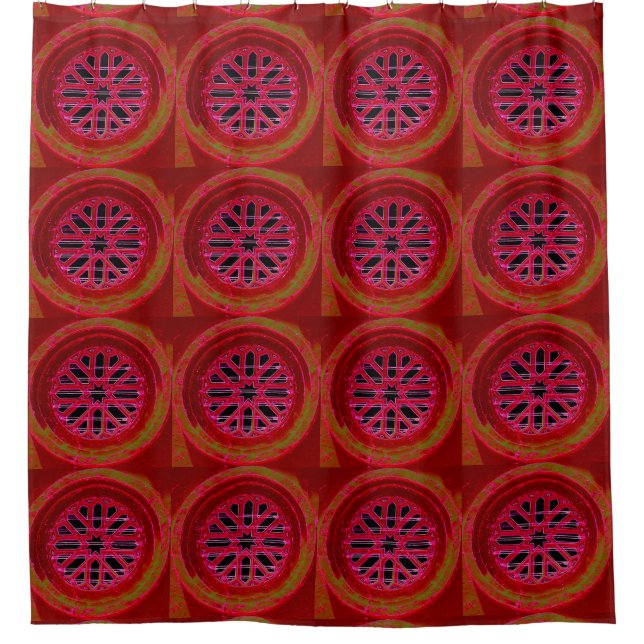 Rideaux De Douche fenêtres médiévales rouges (Devant)