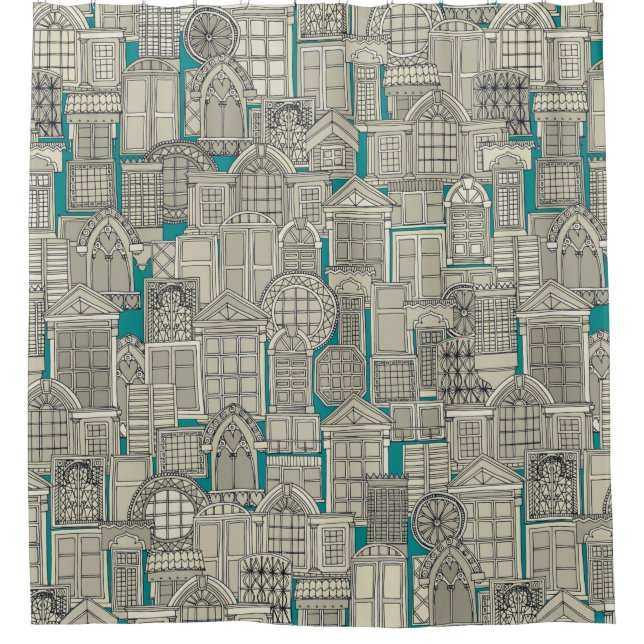 Rideaux De Douche fenêtres turquoise (Devant)