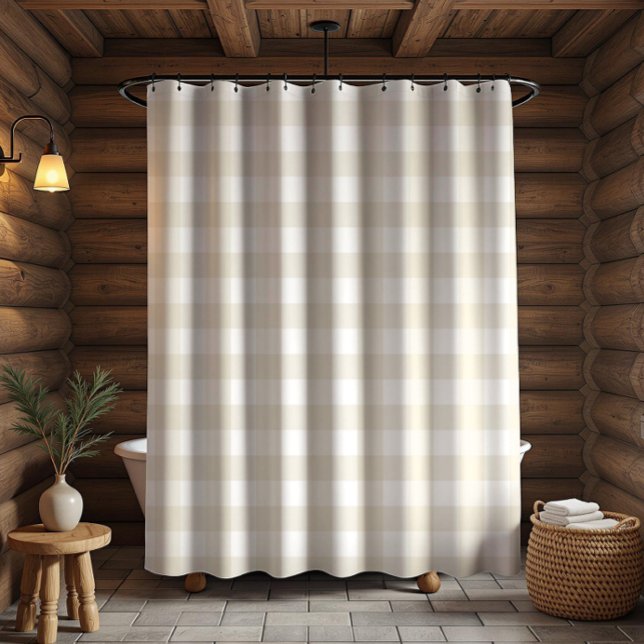 Rideaux De Douche Ferme Beige Buffalo Check Plaid Russe (Créateur téléchargé)