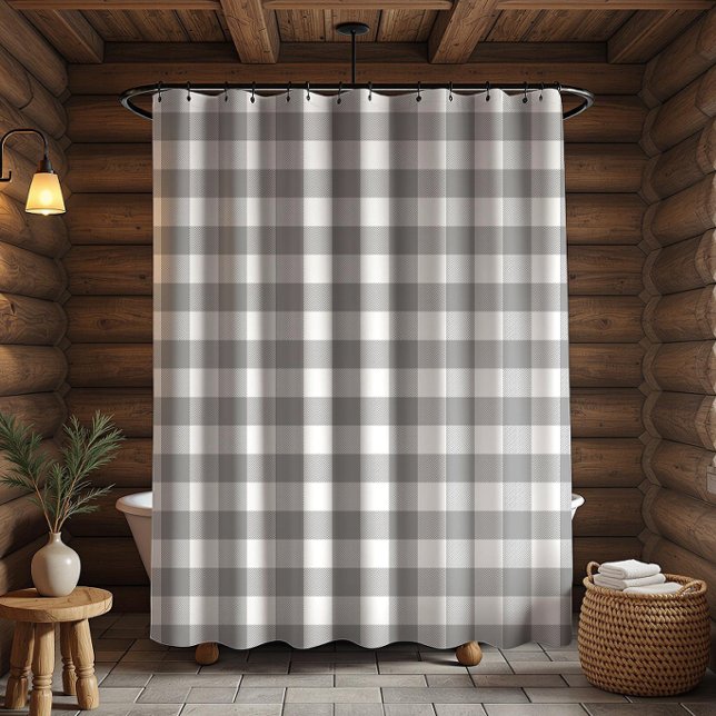Rideaux De Douche Ferme Gris Buffalo Check Plaid Rustique (Créateur téléchargé)