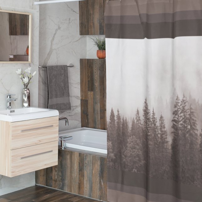 Rideaux De Douche Ferme moderne Cabine Forêt Brown (Créateur téléchargé)