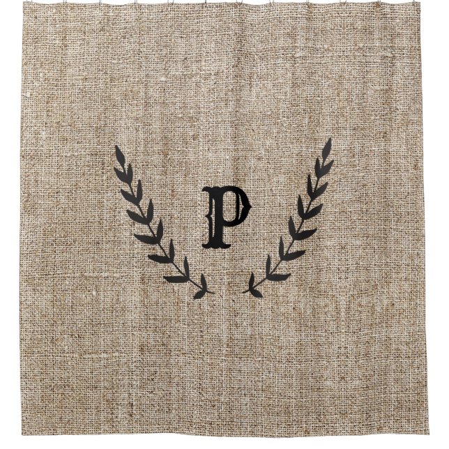 Rideaux De Douche Ferme Rustique Burlap & Botanique Noir Laurier (Devant)