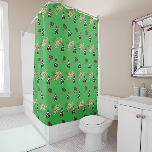 Rideaux De Douche FESTIF VERT Trini Noël (En situation)