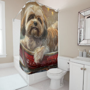 Rideaux De Douche Festive de Noël de chien Lhasa Apso