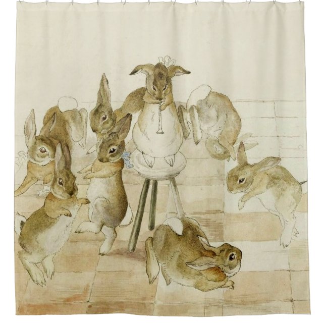 Rideaux De Douche Fête de Noël des lapins par Beatrix Potter (Devant)