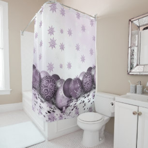 Rideaux De Douche Fête de Noël Pink Purple Orament Snowflakes