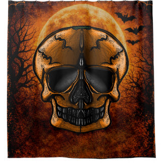 Rideaux De Douche Fête d'Halloween Crâne de Citrouille