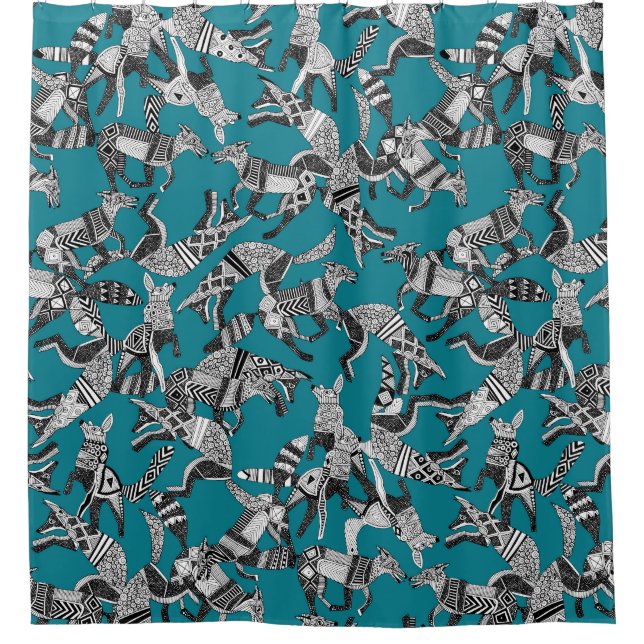 Rideaux De Douche fête du renard des bois bleu turquoise (Devant)