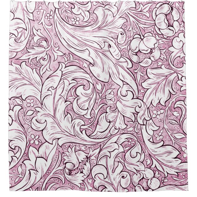 Rideaux De Douche Feuillage baroque orné rose  (Devant)