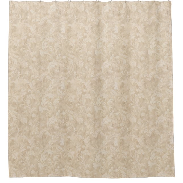 Rideaux De Douche Feuillage Classique en Beige Chaud (Devant)