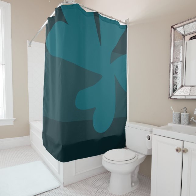 Rideaux De Douche Feuille Bleu Biologique (En situation)