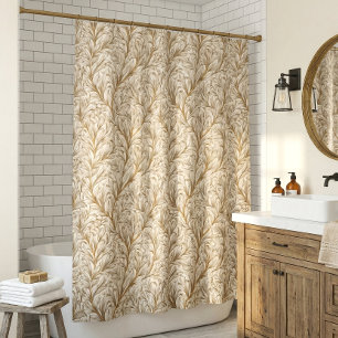Rideaux De Douche Feuille botanique or beige neutre William Morris