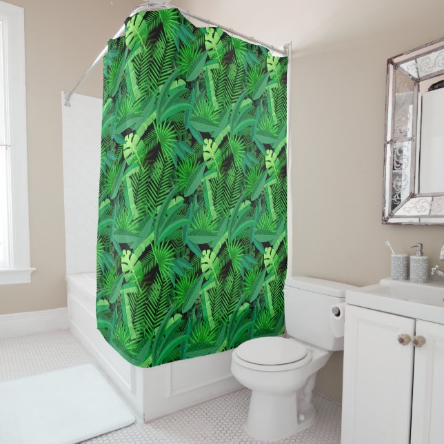 Rideaux De Douche Feuille de palmiers tropicaux (En situation)