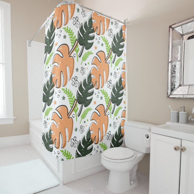 Rideaux De Douche feuille tropical (En situation)