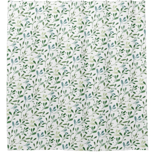 Rideaux De Douche Feuilles à motif vert  (Devant)