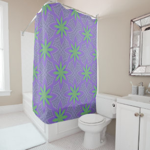 Rideaux De Douche Feuilles Abstraits, écoutilles croisées, Lavande B