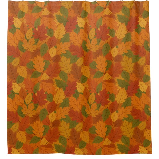 Rideaux De Douche Feuilles classiques d'automne à motifs (Devant)