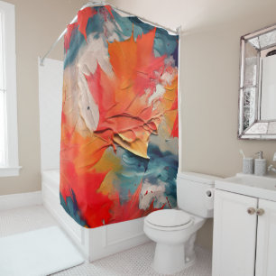 Rideaux De Douche Feuilles Dans Le Vent – Mouvement Automnal Abstrai