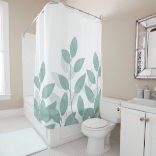 Rideaux De Douche Feuilles d'aquarelle vert Celadon