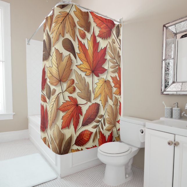 Rideaux De Douche feuilles d'automne classiques (En situation)