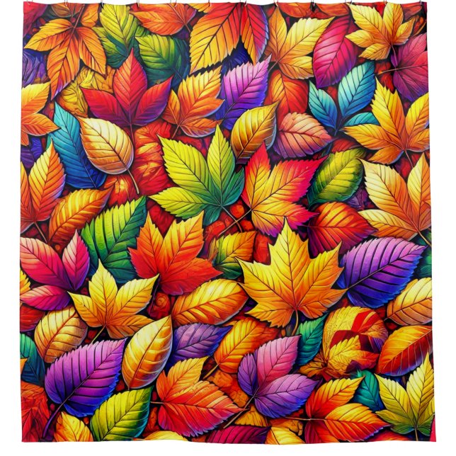 Rideaux De Douche Feuilles d'automne colorées (Devant)