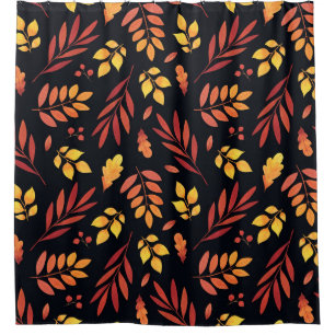 Rideaux De Douche Feuilles d'automne colorées Motif d'aquarelle