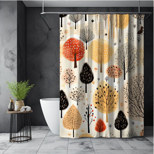 Rideaux De Douche Feuilles d'automne fantaisistes arbres beige orang