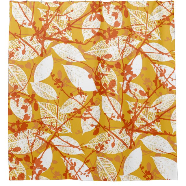 Rideaux De Douche Feuilles d'automne : Golden Vintage Repeat (Devant)