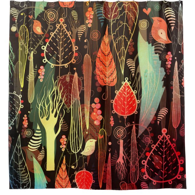 Rideaux De Douche Feuilles d'automne : motif transparent foncé. (Devant)