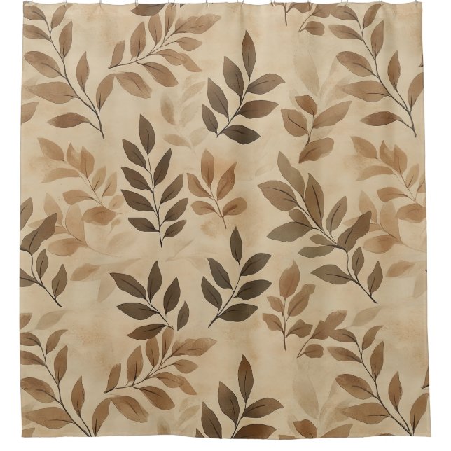 Rideaux De Douche Feuilles d'automne rustiques vintage de teinte bru (Devant)