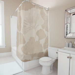 Rideaux De Douche Feuilles de Ginkgo Beige Rêve 2