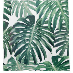 Rideaux De Douche Feuilles de la jungle tropicale Arrière - plan flo