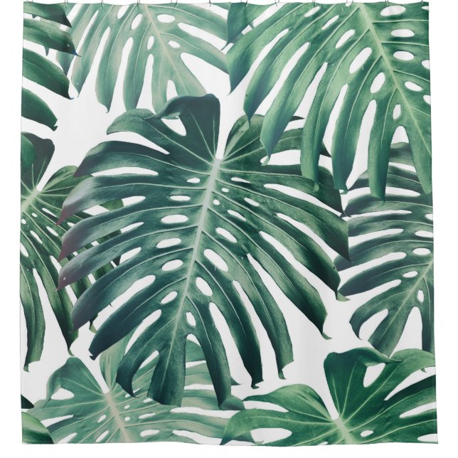 Rideaux De Douche Feuilles de la jungle tropicale Arrière - plan flo (Devant)