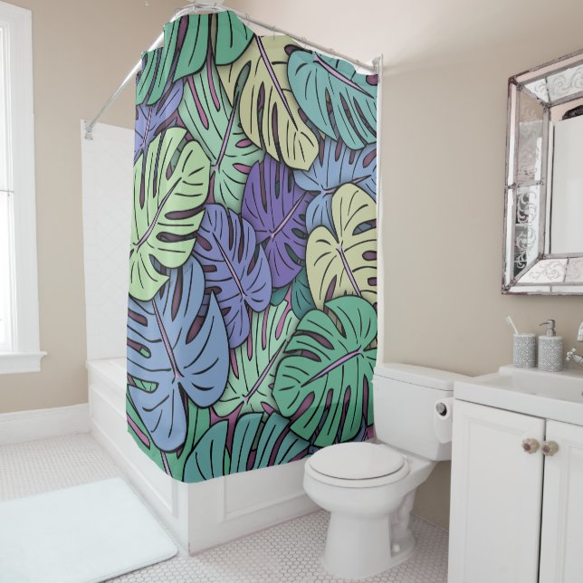 Rideaux De Douche Feuilles de Monstera #6 (En situation)