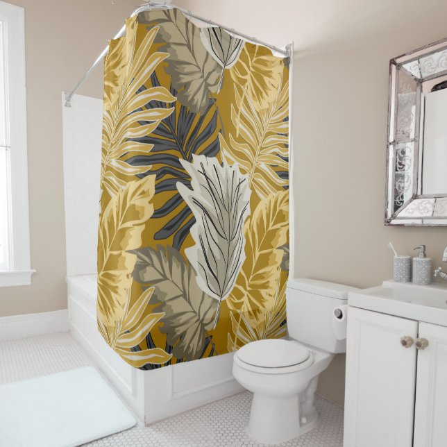 Rideaux De Douche Feuilles de palmier, tropical, Botanique, jungle,  (En situation)