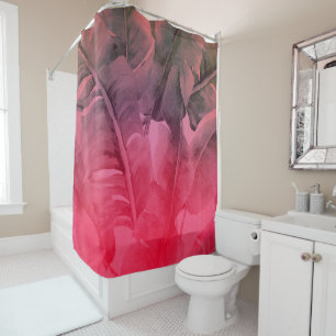 Rideaux De Douche Feuilles de palmier tropicales roses lumineuses d'