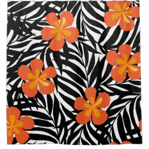 Rideaux De Douche Feuilles de palmiers tropicaux, application vintag