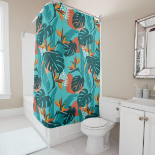 Rideaux De Douche Feuilles de palmiers tropicaux modernes et motif d