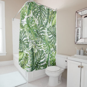 Rideaux De Douche Feuilles de palmiers tropicaux verts Brise estival
