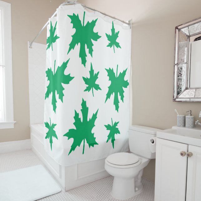 Rideaux De Douche Feuilles d'érable vert (En situation)