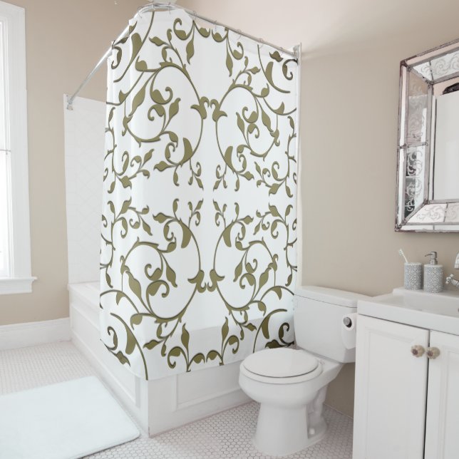 Rideaux De Douche Feuilles d'olive défilantes (En situation)