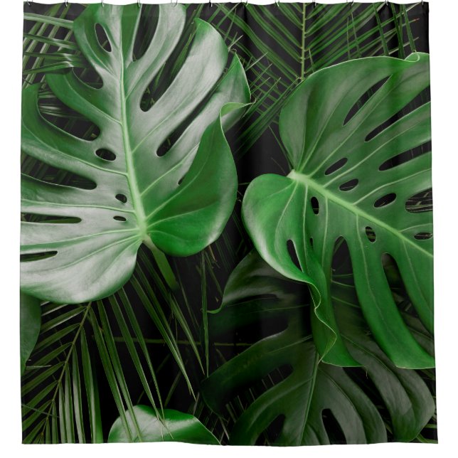 Rideaux De Douche Feuilles et feuilles de palmiers verts (Devant)