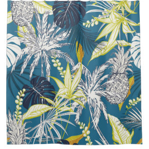 Rideaux De Douche Feuilles et fruits de la forêt tropicale colorée d