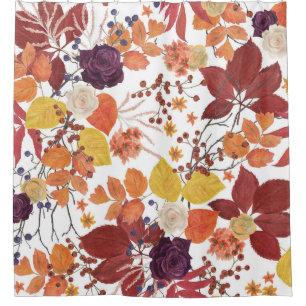 Rideaux De Douche Feuilles et Roses de l'automne