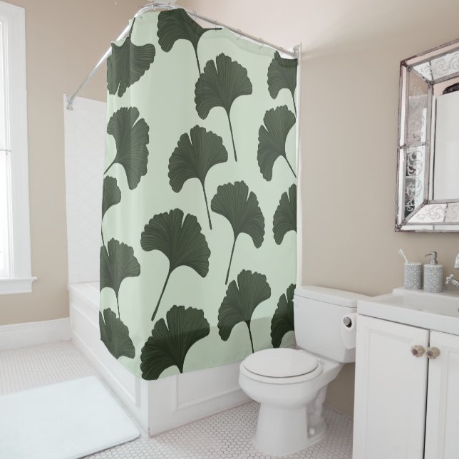 Rideaux De Douche Feuilles Ginko Bilbao (En situation)