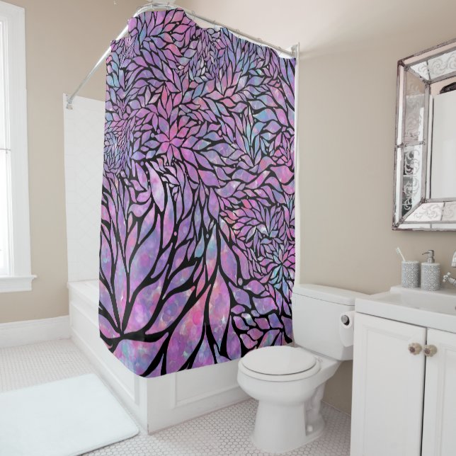 Rideaux De Douche feuilles impressionnistes Abstraits (En situation)