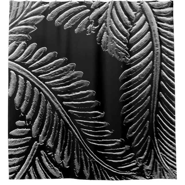 Rideaux De Douche Feuilles Noir Et Blanc (Devant)