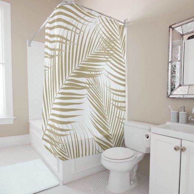 Rideaux De Douche Feuilles Palm - Vibes Cali Gold #1 (En situation)