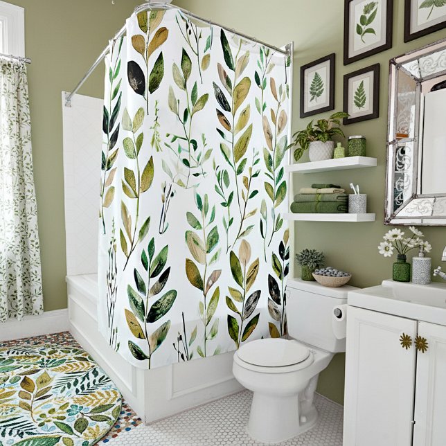 Rideaux De Douche Feuilles tons terre pastel (Créateur téléchargé)
