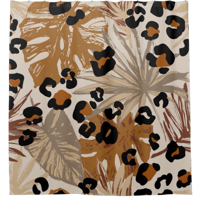Rideaux De Douche Feuilles tropicaux Abstraits et camoufle léopard g (Devant)